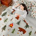 thumbnail image 3 of Erosebridal Teens Animal Bears Bedding Comforter Set 7 Pieces,Kids Boys Girls Happy Camping Full Bedding Set,Grey Reversible,Ultra Soft Home Decor, 3 of 6