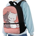 thumbnail image 4 of Yuyamidu Cat Backpack for School Kawaii Bookbag for Girls 4-6 Cute Pink School Bag 17 Inches Kindergarten Backpacks with 2 Sides Mesh Pouch Primary School Bookbag, 4 of 6
