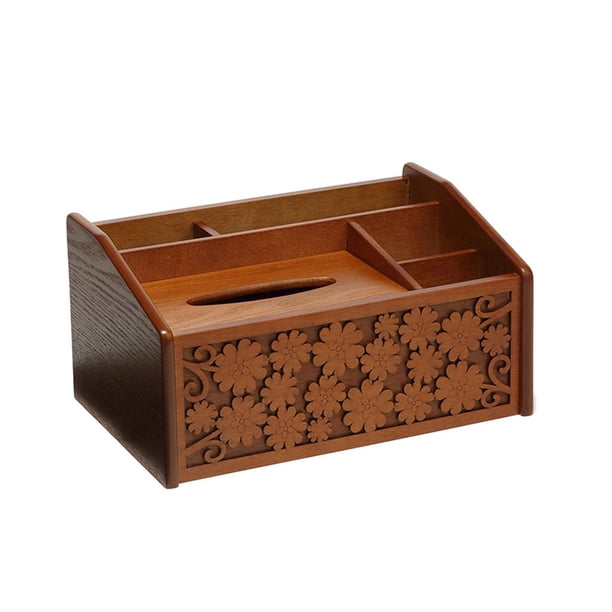 Servilletero de madera con 5 compartimentos para el comedor. madera de cereza