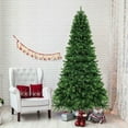thumbnail image 6 of YYAo 8ft Hinged Christmas Trees with PVC Branch Tips Warm White LED Lights, Tree Decoration for Indoor, Outdoor, Holiday Decor, Green, 6 of 7