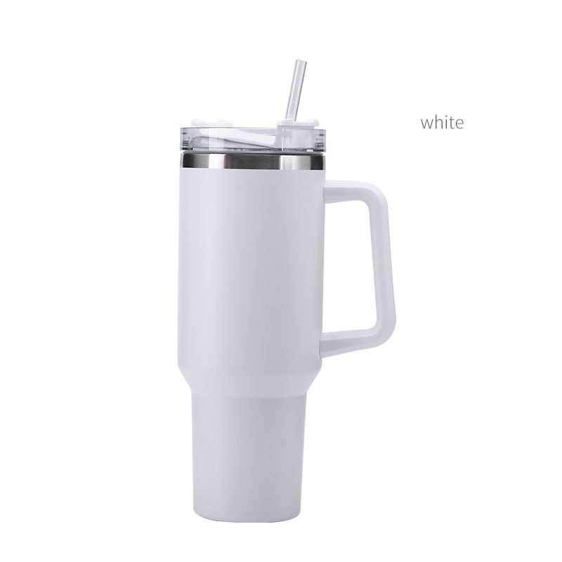 Travel Coffee Mug,Glass Mug with Handle and Straw Lid Stainless Steel