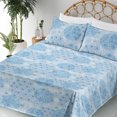 thumbnail image 3 of Ambesonne Floral Design Fitted & Flat Sheet with Sham 3 Pcs Set, Asian Soft Sky Colors, Twin, Sea Blue and Pale Azure Blue, 3 of 5