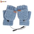 thumbnail image 2 of Spencer USB Heated Gloves Mitten for Men Women, Winter Warm Knitted Wool Thermal Full & Half Fingerless Hands Warmer Heating Gloves "Blue", 2 of 9