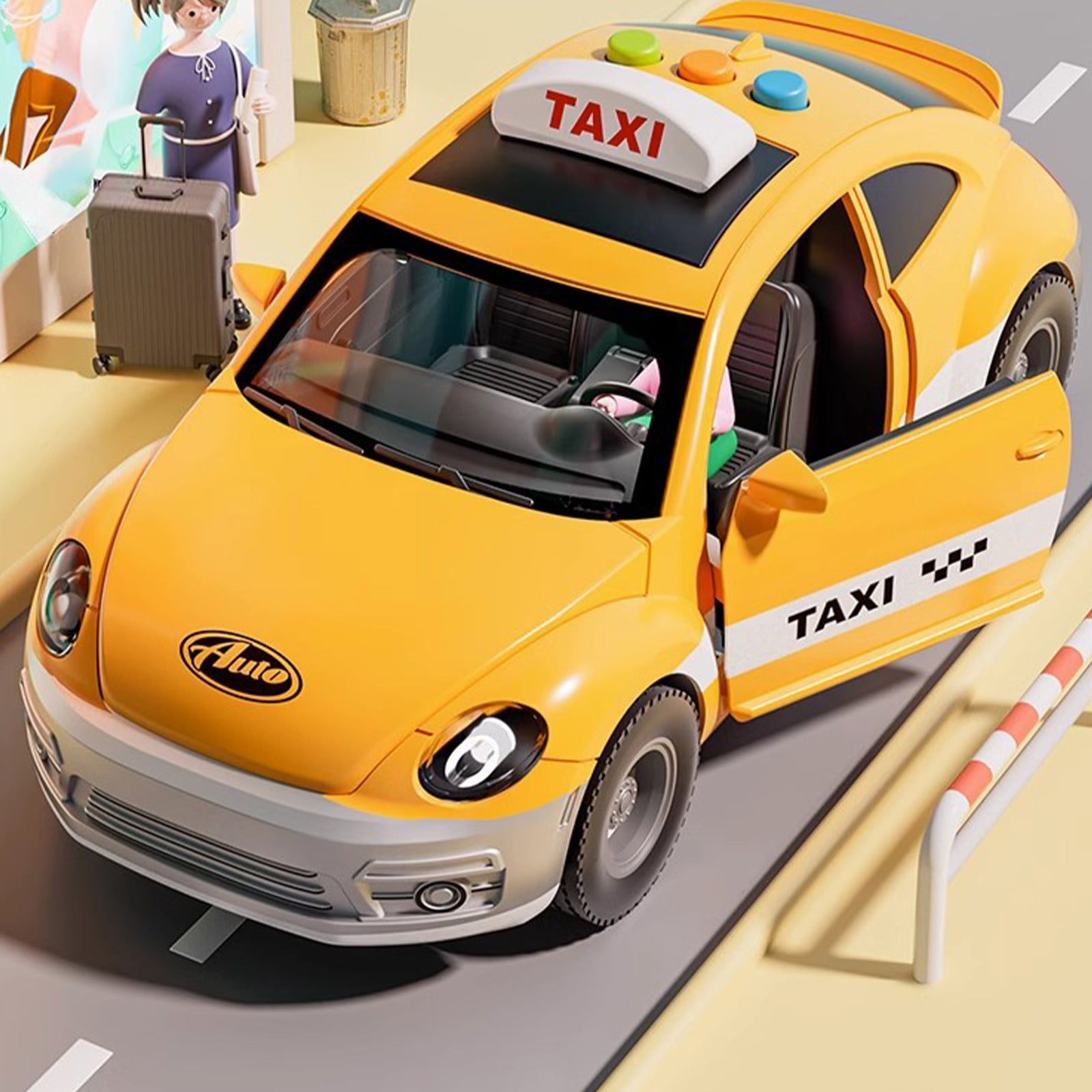 WSBDENLK Cyber Monday Classic Style Taxi Toy Car for Children Aged