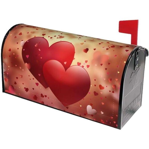 Love Hearts Valentine''s Day Flowers Florals Mailbox Covers Magnetic Post Box Cover Wraps Standard Size 21x18 in Inches for Garden Yard Decor