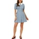 thumbnail image 2 of Vestido de mujer con cuello Peter Pan de contraste y botones Inspire Chic, azul, con cordones, 2 of 6
