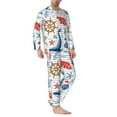 thumbnail image 2 of Daiia Watercolor Nautical for Men's Long-Sleeved Pajama Set – Soft & Comfortable Sleepwear Button-Up Pajamas Cozy Lounge Wear-Large, 2 of 7