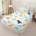 thumbnail image 2 of Metsweet Colorful Dinosaurs Zipper Full Size Comforter Sets with Fitted Sheet and 2 Pillowcases, Tyrannosaurus Rex Stegosaurus Pterodactylus Zipper Bedding Set,4pcs, 2 of 6