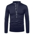thumbnail image 2 of Fesfesfes Long Sleeve Shirt Mens Solid Deep V Stand Neck Long Sleeve Button T-shirt Casual Tops Blouse, 2 of 2