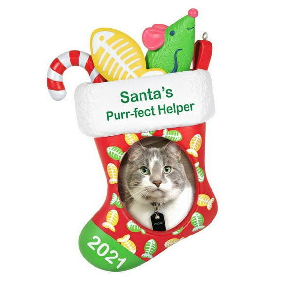 Hallmark QGO2065 Santa's Purr-fect Helper Photo Frame 2021 Ornament