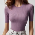 thumbnail image 3 of Playera De Mujer En Ribb Manga Corta Cuello Redondo Slim Fit, 3 of 3