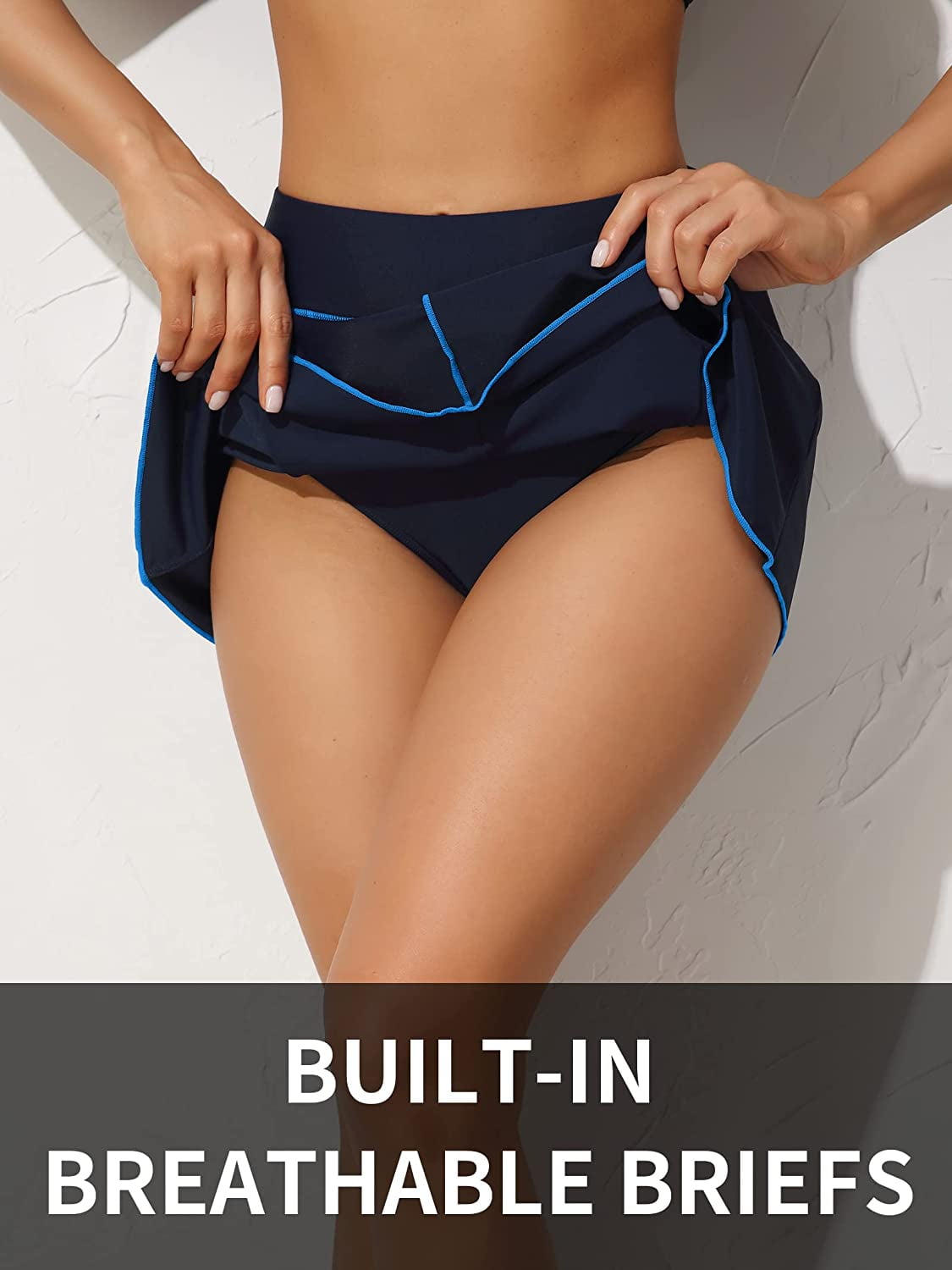 Charmo Women Swim Skirt Bulit in Briefs High Waisted Tummy Control Swim Bottoms