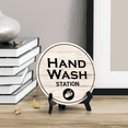 thumbnail image 3 of Round Hand Wash Station, Light Wood Color Bathroom Table Sign with Acrylic Easel (5 x 5"), 3 of 3