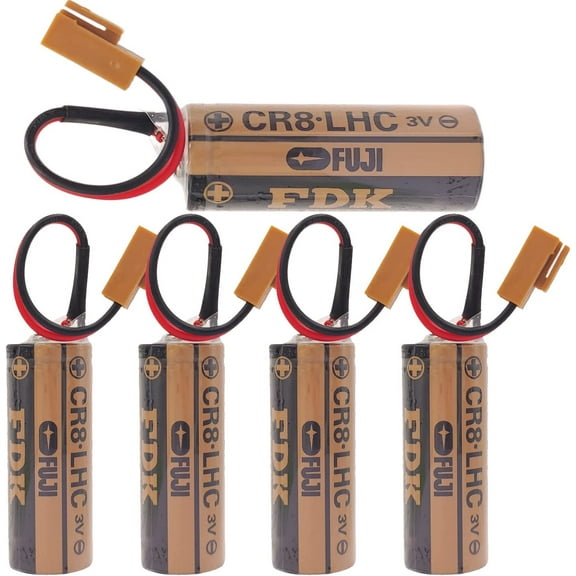 (5-Pack) CR8.LHC 17450 Battery CR8LHC with Brown Plug for Fuji CR8-LHC Battery Memory Backup Power Source Water Meters Battery (Brown Connector)