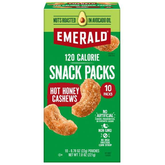 Emerald® Nuts Avocado Oil Roasted Hot Honey Cashews, 120-Calorie packs, 10ct
