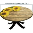 thumbnail image 4 of Wood Grain Farm Style Round Fitted Tablecloth for Dining Room Table, Sunflower Elastic Edge Table Cover for Outdoor Picnic Patio Birthday Party or Indoor Table Decor Fits Tables Up to 44" Diameter, 4 of 5