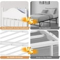 thumbnail image 6 of Twin Daybed with Pop-Up Trundle, Metal Frame with Stylish Headboard, Heavy Duty Steel Slats Platform, Convertible Sofa Bed for Living Room, Guest Room & Bedroom, White, 6 of 9