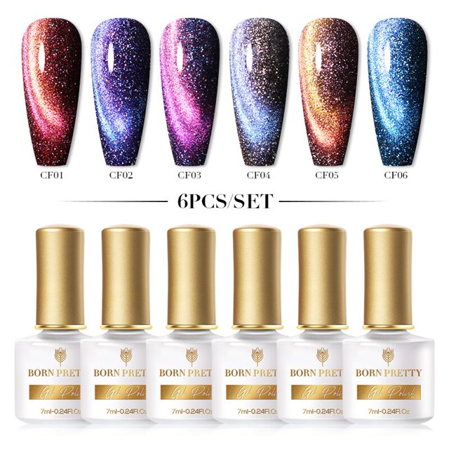 BORN PRETTY Nail Gel Polish Set Thermal Nail Gel Manicure UV Gel Kits Soak Off Nail Art Gel DIY for Glitter Gel Nail Polish Kits Gong Bohan LED