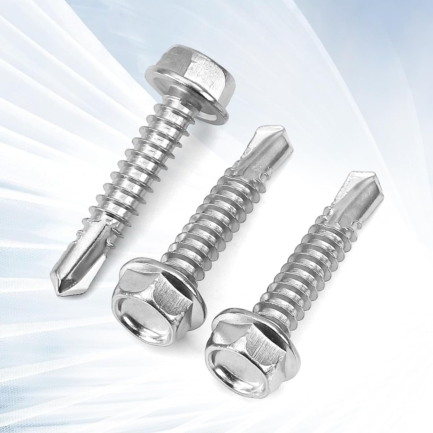 SG TZH #12 X 1-1/2" Self-Drilling Metal Screws - 100 Pcs 410 Stainless Steel Flat Head