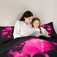 thumbnail image 5 of Homewish Neon Dark Halloween Skull 7-Piece Twin Bedding,Pink Lightning Crack Pattern Bedding Comforter Set,Black Hot Pink,Black Reversible, 5 of 8