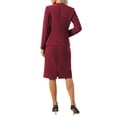 thumbnail image 3 of INSPIRE CHIC Women's Skirt Suit Set 2 Piece Outfit Business Work Blazers and Pencil Skirts with Brooch Pin S Wine Red, 3 of 5