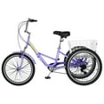 thumbnail image 3 of LILYPELLE 24" 3 Wheel Bike for Adults Folding Tricycle 7 Speed Adult Trike Low-Step Through for Seniors with 400lbs Load Capacity,Purple, 3 of 16