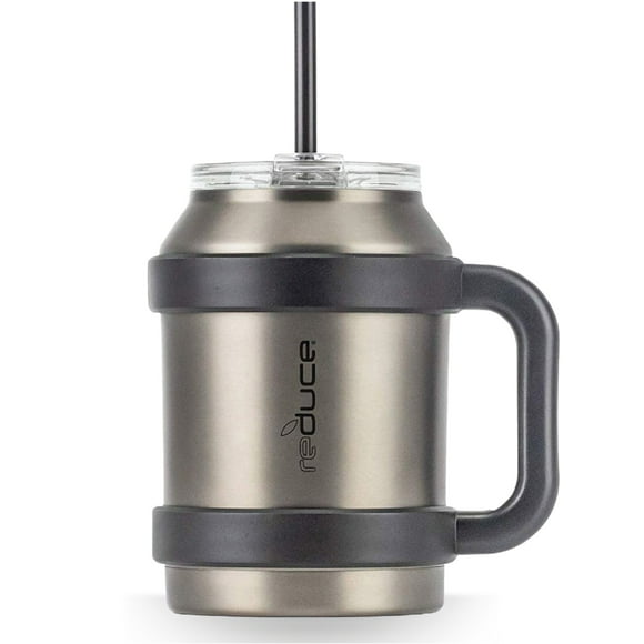 Reduce Cold-1 50oz Large Water Mug With Straw and Easy-Carry Handle Sweat-Proof Body, Leak-Proof Lid, BPA Free - Charcoal