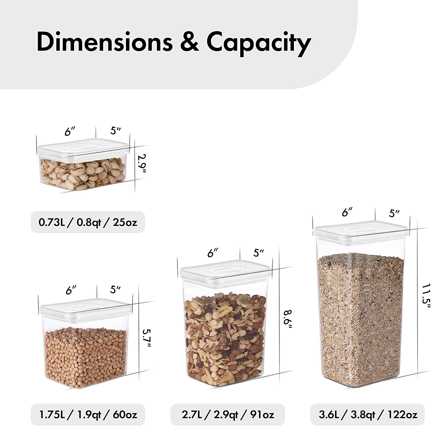 (Set of 3) NEOFLAM Airtight Smart Seal Food Storage Container | Crystal Clear Body | Modular, Stackable, Nestable Design | Easy to Clean, BPA Free ( 0.73L, Rectangular )