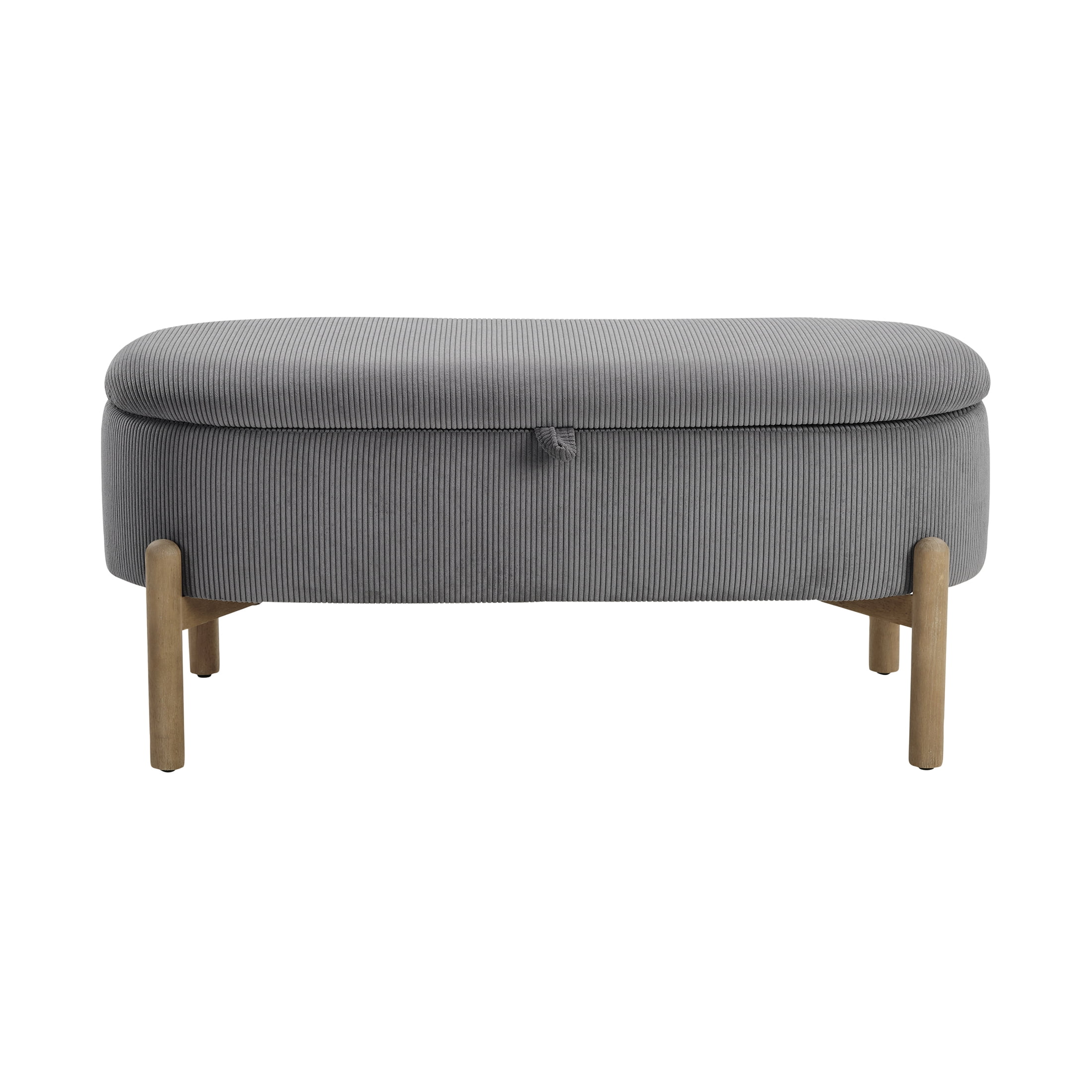OakvillePark Terralisse Corduroy Lift Top Storage Bench, Gray