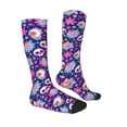 thumbnail image 3 of Fotbe Skull Blue Flower print Women's Men's Novelty Crew Socks Cotton Socks Knee High Socks for Walking,Running,Nurses,Pregnancy, 3 of 8