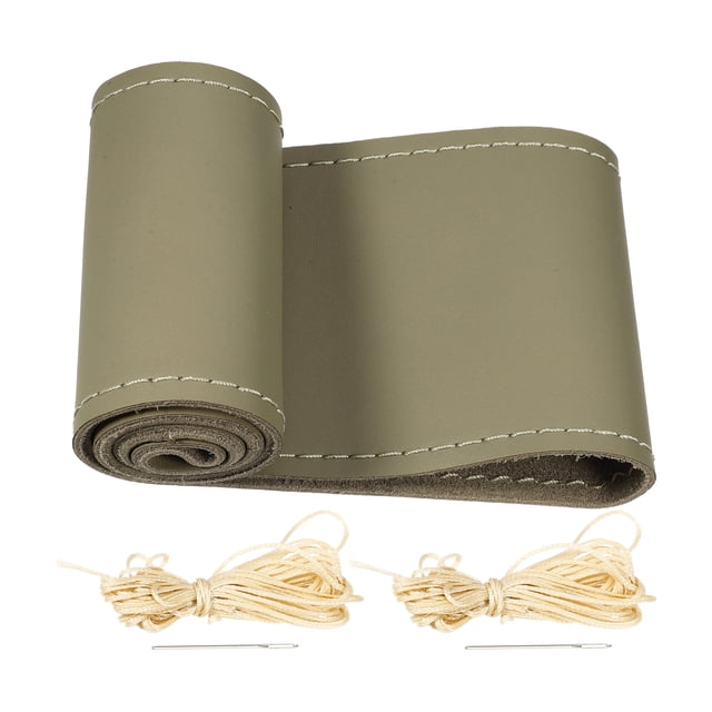 Funda universal para volante de coche, de piel sintética, color beige, 37-38cm de diámetro, con aguja e hilo, paquete de 3