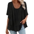 thumbnail image 2 of Homenesgenics Long Sleeve Shirts for Women Button Up Buttons V Neck Tops Trendy Dressy Blouses Casual Tunic Womens Fall Clothing New Arrivals Blue XXL, 2 of 6
