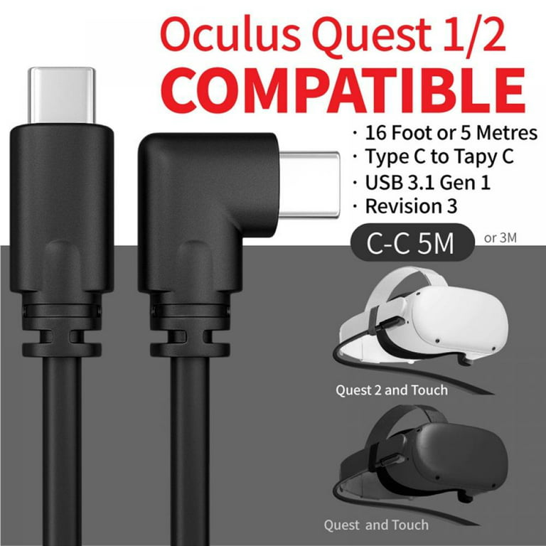  Syntech Link Cable 16FT Compatible with Meta/Oculus Quest 2  Accessories VR Headset, Separate USB C Charging Port for Sufficient Power,  USB 3.0 to Type C Cord LED Light for Steam VR/Gaming