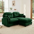 thumbnail image 2 of L Shaped Sectional Couch With Ottoman Green Chenille Fabric Tufted Backrest High Density Foam Modular Sofa For Living Room Bedroom, 2 of 9