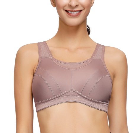 

Deyllo Women s Plus Size High Impact Full Support Wireless Workout Sports Bra Amber 36DD