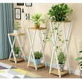 thumbnail image 5 of Lucky Monet 2-Tier Wood Metal Plant Stand Flower Pot Holder Rack Display Shelf White Stand+White Board 9.8x9.8x23.6", 5 of 5
