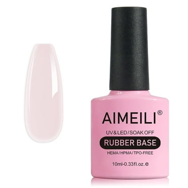 AIMEILI Hema Free Rubber Base Gel for Nails, Soak off U V LED Clear Sheer Gel Nail Polish, 4 in 1 Nail Strengthen/Enhance/Base Coat/Color Gel Polish - (430) 10ml