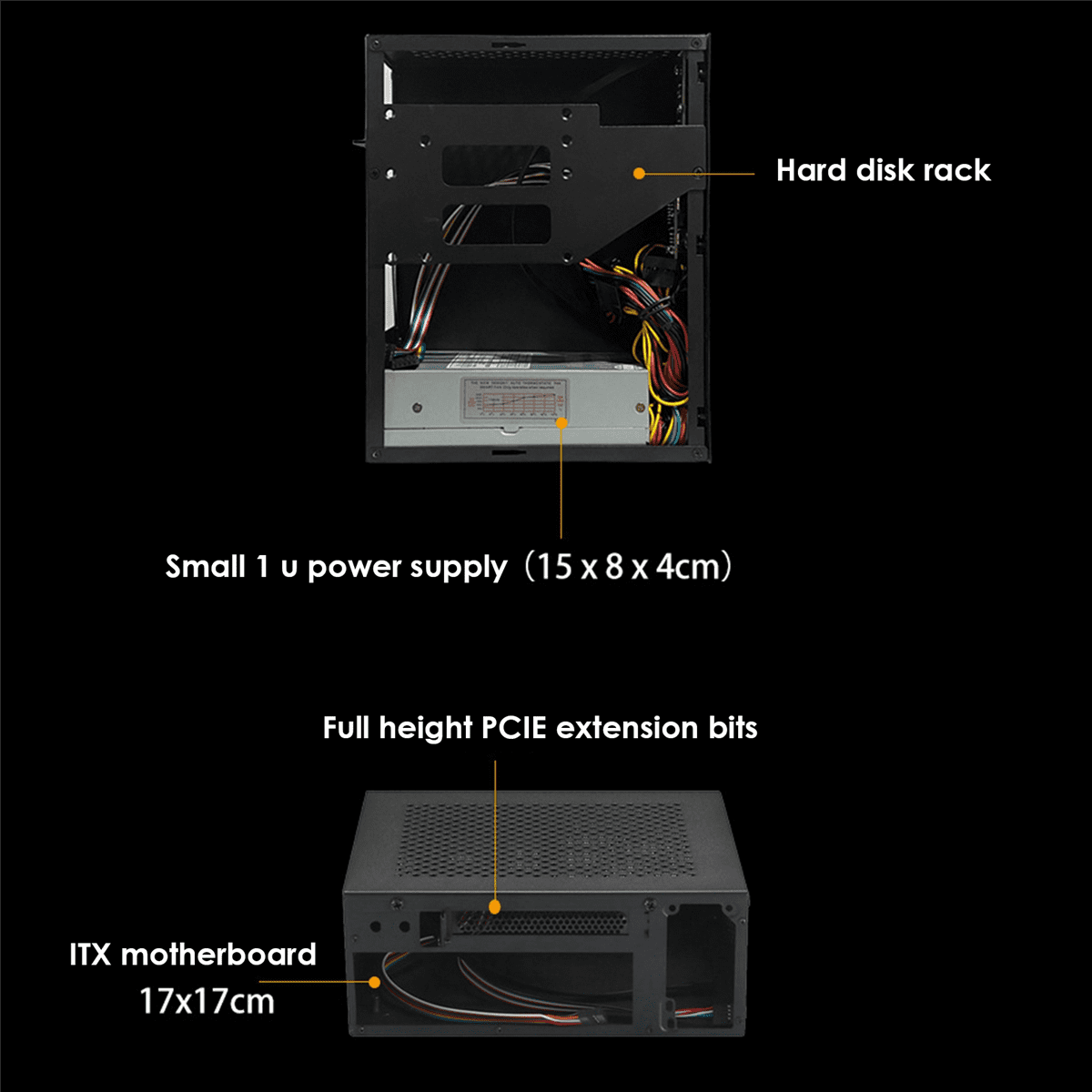 2X A09 HTPC Computer Case Mini ITX Gaming PC Chassis Desktop Chassis USB3.0 Computer Case Home Computer Case Black,2 x Computer Case,Black