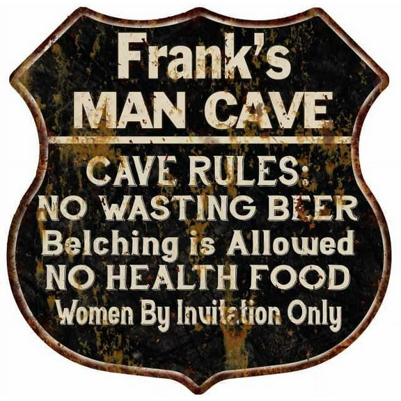 Frank's Man Cave Rules Sign Shield Metal Gift 211110007168