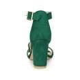 thumbnail image 2 of BLISSFUL STEP Women's Shoes Rhinestones Chunky Heel Faux Suede Open Toe Ankle Strap Buckle Sandals Green 8, 2 of 8