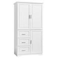 thumbnail image 3 of Ktaxon Tall Bathroom Storage Cabinet with 3 Drawers, Freestanding Kitchen Pantry Cabinet, 3 Doors Bookcase File Cabinet and Bedroom Armoire Wardrobe for Living Room Office Home, White, 3 of 23