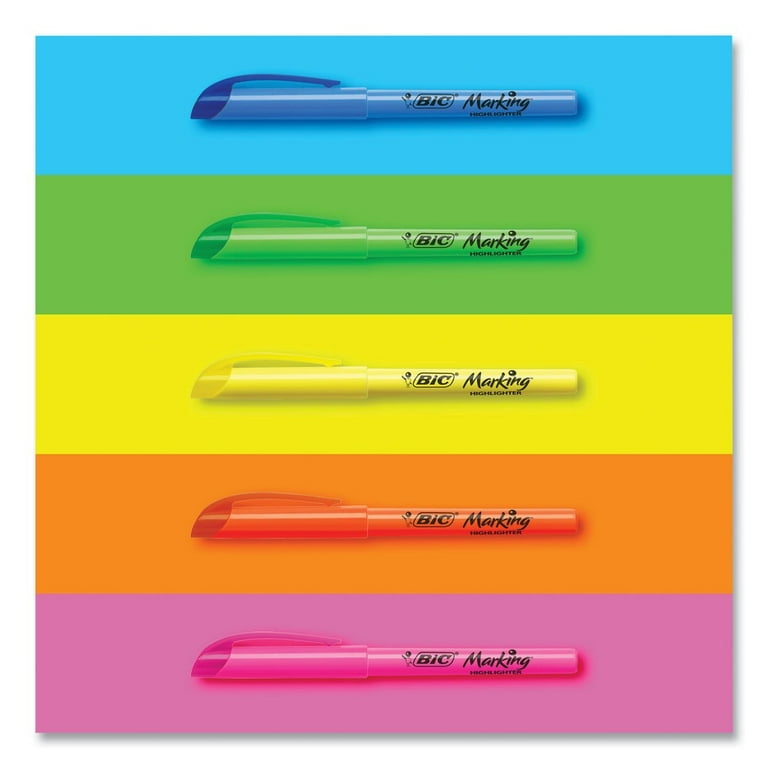 BIC® Brite Liner® Highlighters, Chisel Tip, Blue, Box Of 12 - Zerbee