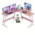 thumbnail image 2 of [Modern Gaming Desk] 51 Inch L-Shaped Gaming Desk | Carbon Fiber Surface, Large Monitor Stand, Black & Pink, Modern Design for Office, Workspace & Game Room, 2 of 12
