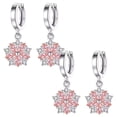 thumbnail image 1 of Arete Figura de Flores Flowers02 2Pares Flores Plata/Rosa Metal/Zirconia., 1 of 1
