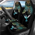 thumbnail image 2 of Yuyamidu Boho Car Seat Covers Full Set Hummingbird Steering Wheel Cover Green Safe Belt Pads Coasters Headrest Covers Keychain Car Center Console Cover, Set of 14, 2 of 7