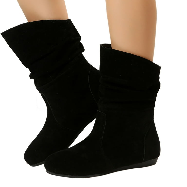 Walmart black top suede boots