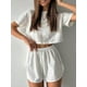 thumbnail image 2 of Conjunto de top corto y pantalones cortos lisos para mujer, atuendo holgado, traje informal, ropa de verano, conjunto de 2 piezas, 2024, 2 of 5