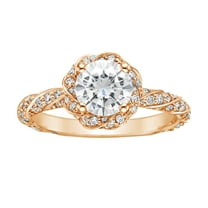 Arista 1-1/3 Carat T.W. Swarovski Stone Twisted Shank Engagement Ring in Pink plated Sterling Silver