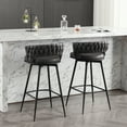 thumbnail image 4 of BFZ Bar Stools Set of 2, 26" Counter Height with Woven Back and Footrest, Black/Gray (Set of 2), 4 of 8