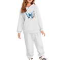 thumbnail image 2 of SYMOID Girls White Butterfly Floral Tracksuit Set - Soft Polyester Hoodie (Drawstring) & Jogger Pants (Elastic Waist), Sizes 3-12Y for Daily Play/School/Park,Size 2 T, 2 of 4
